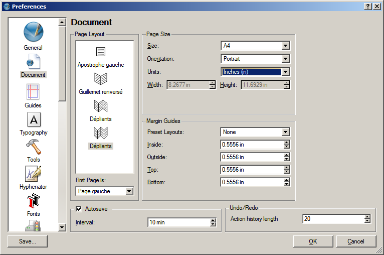 Default Document Settings